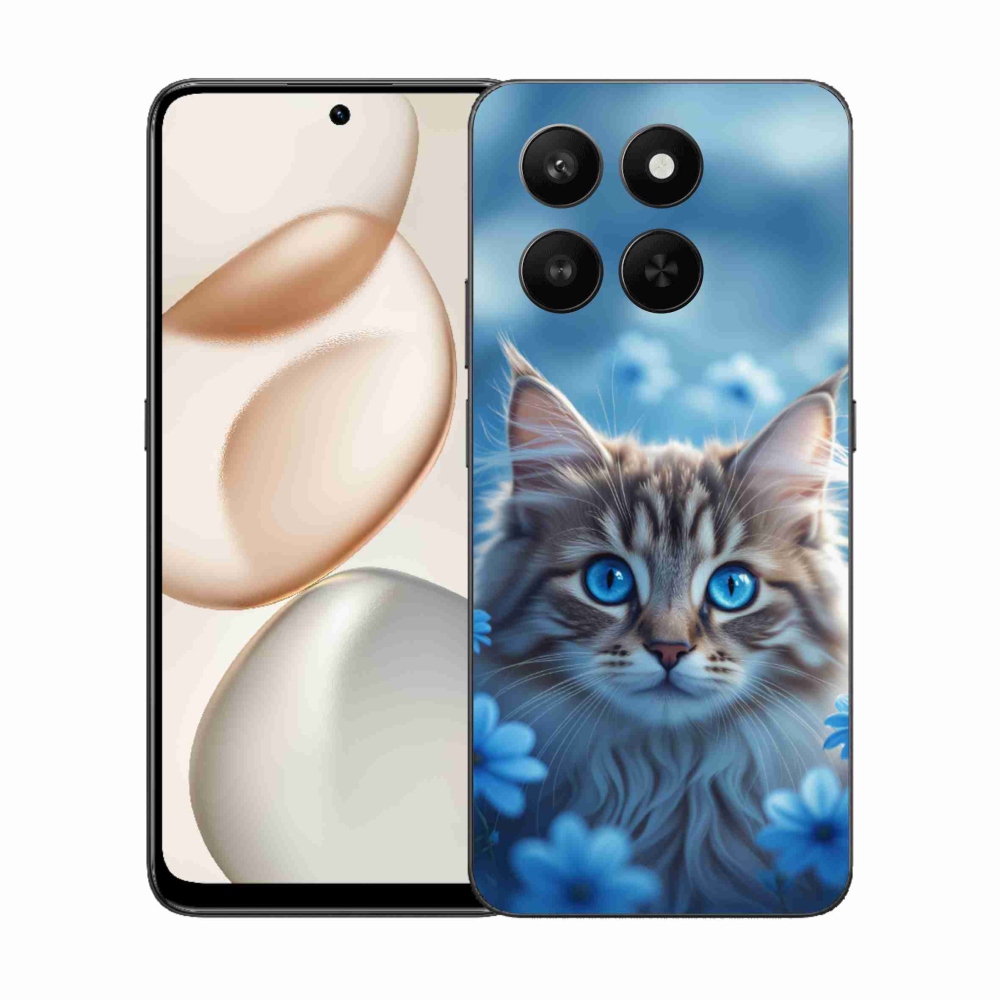 Gélový kryt mmCase na Honor 400 Smart 5G/4G/Honor X7d - mačiatko v modrých kvetoch
