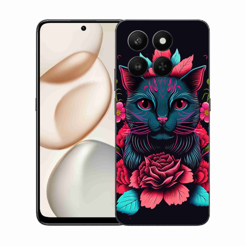 Gélový kryt mmCase na Honor 400 Smart 5G/4G/Honor X7d - kvety a mačka