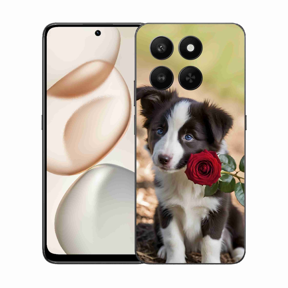 Gélový kryt mmCase na Honor 400 Smart 5G/4G/Honor X7d - roztomilá border kólia s ružou