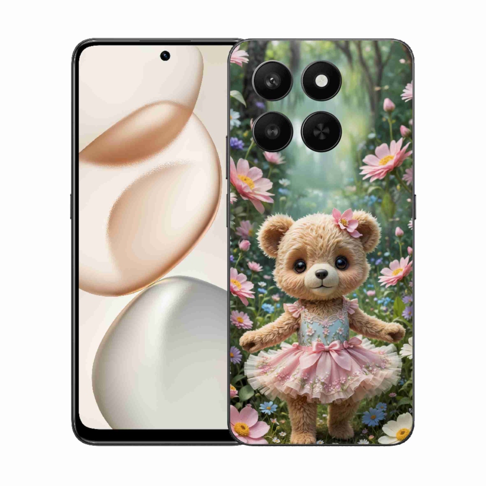 Gélový kryt mmCase na Honor 400 Smart 5G/4G/Honor X7d - roztomilý medvedík v kvetoch