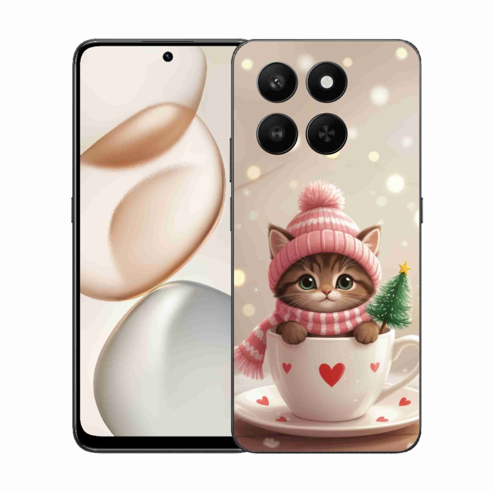 Gélový kryt mmCase na Honor 400 Smart 5G/4G/Honor X7d - vianočné mačiatko v hrnčeku