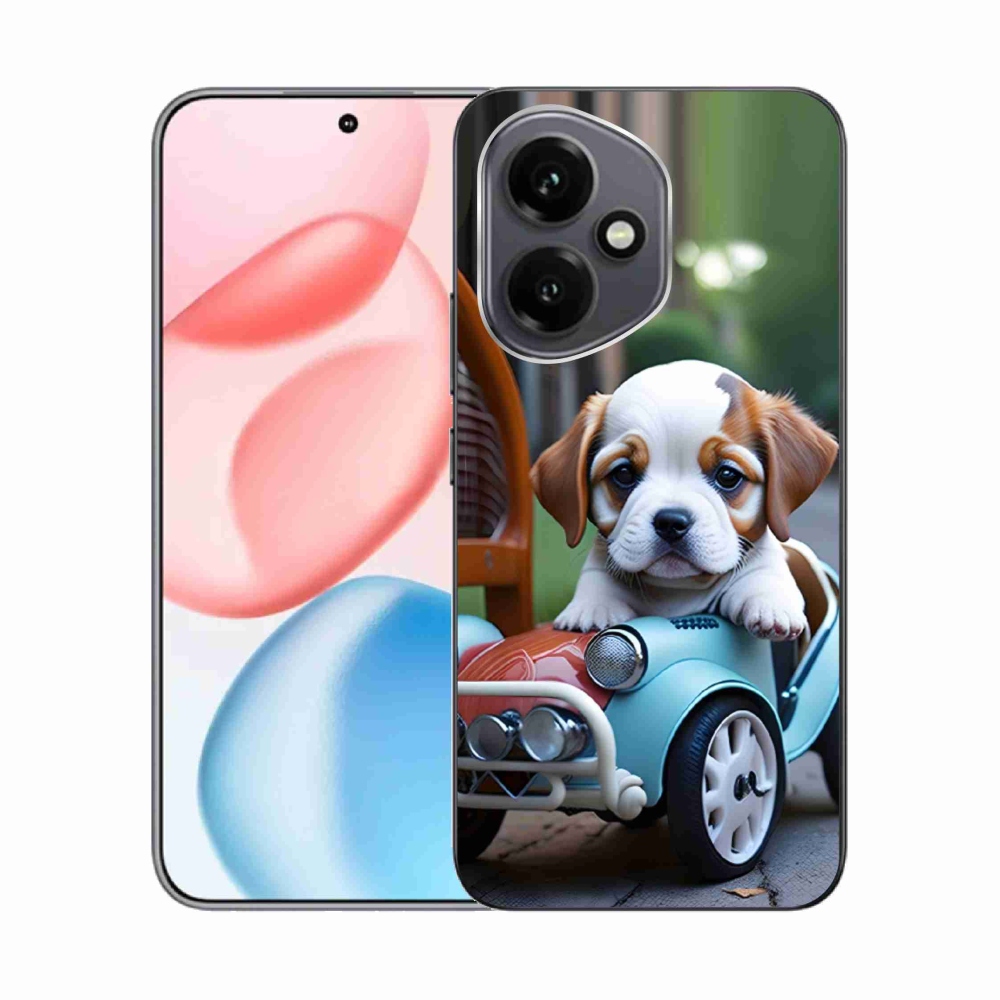 Gélový kryt mmCase na Honor 400 - šteňa v retro aute
