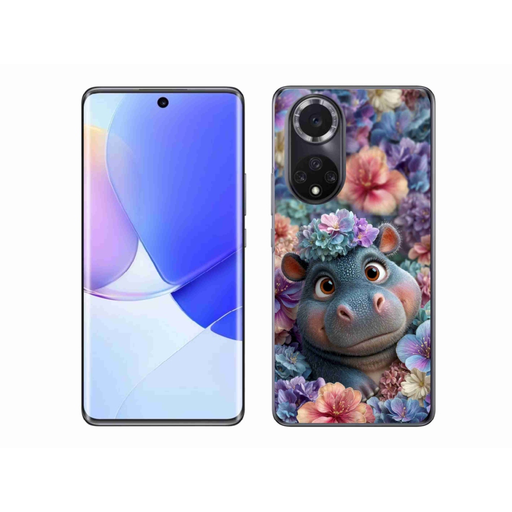 Gélový kryt mmCase na Honor 50 - hrošík v kvetoch