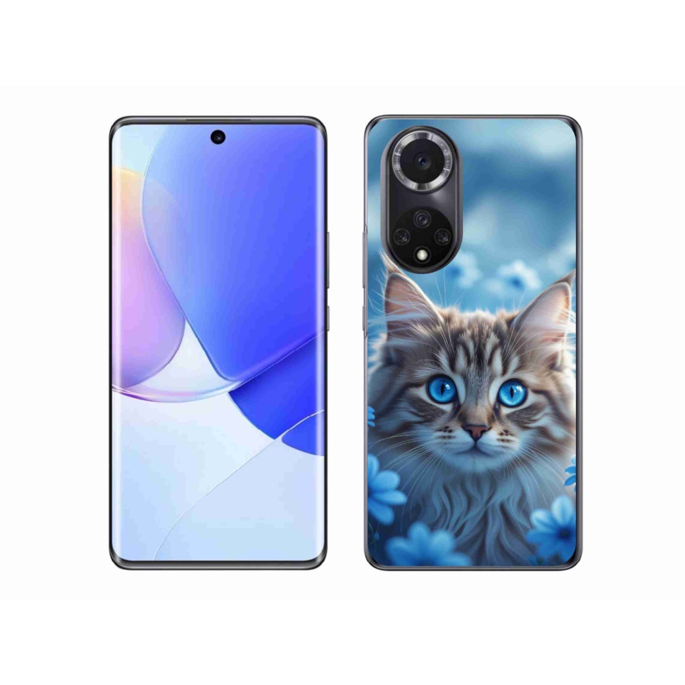 Gélový kryt mmCase na Honor 50 - mačiatko v modrých kvetoch