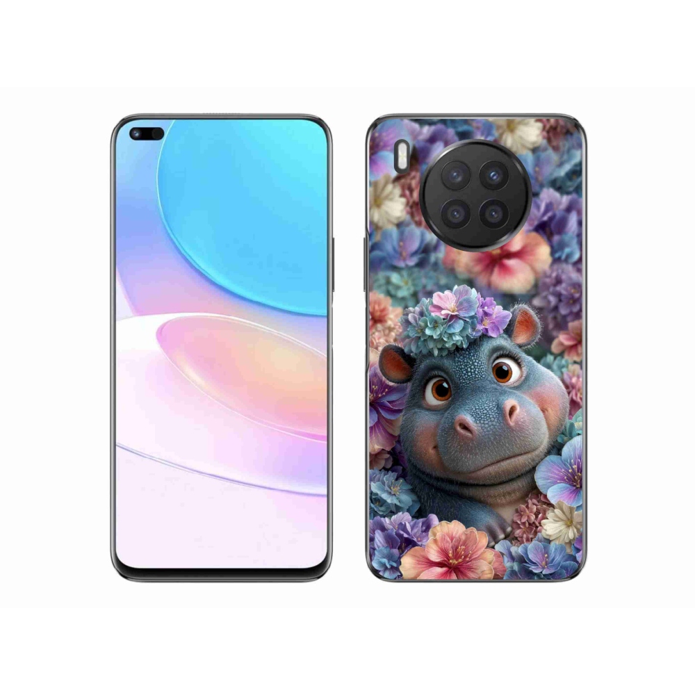 Gélový kryt mmCase na Honor 50 Lite - hrošík v kvetoch