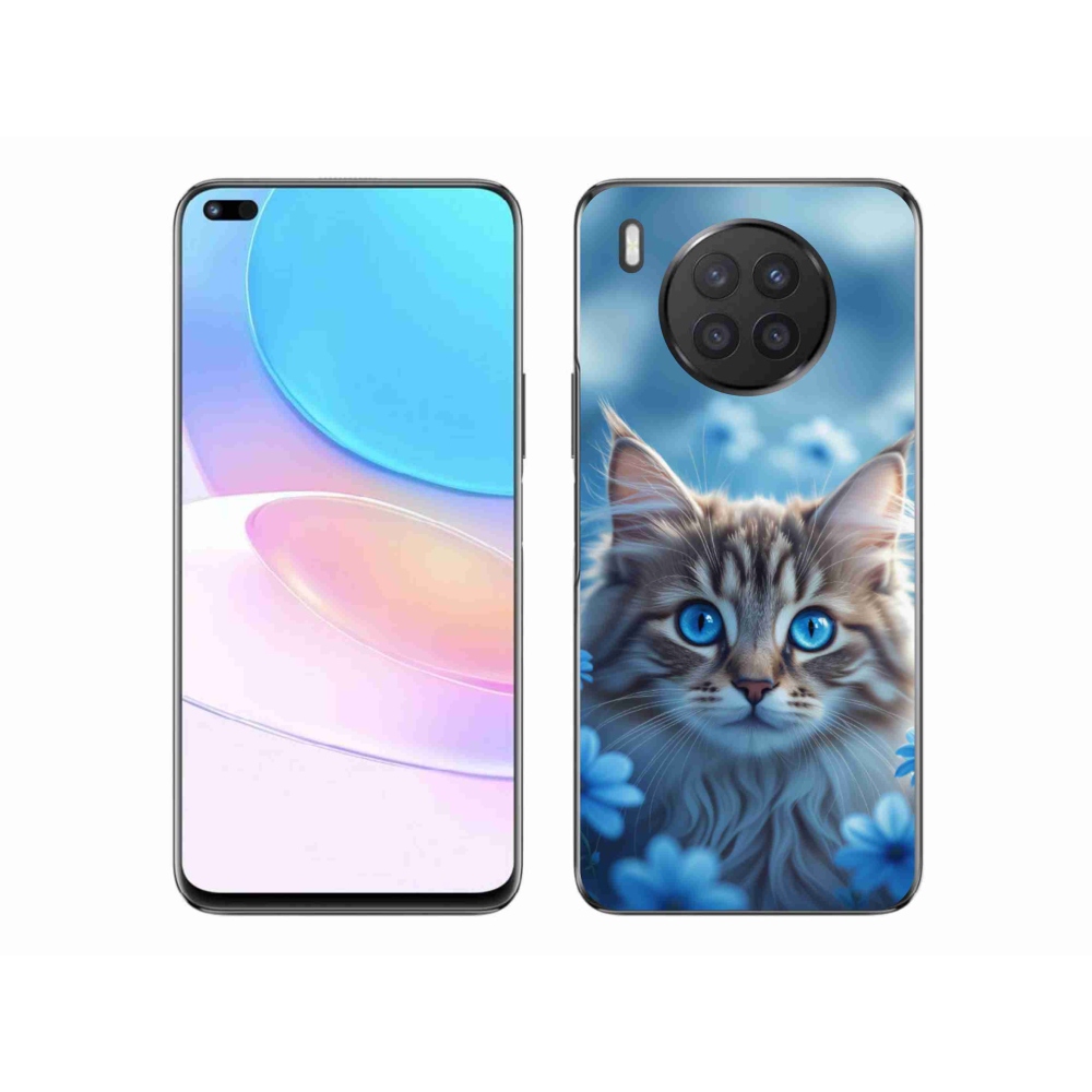 Gélový kryt mmCase na Honor 50 Lite - mačiatko v modrých kvetoch
