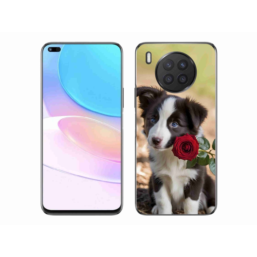 Gélový kryt mmCase na Honor 50 Lite - roztomilá border kólia s ružou