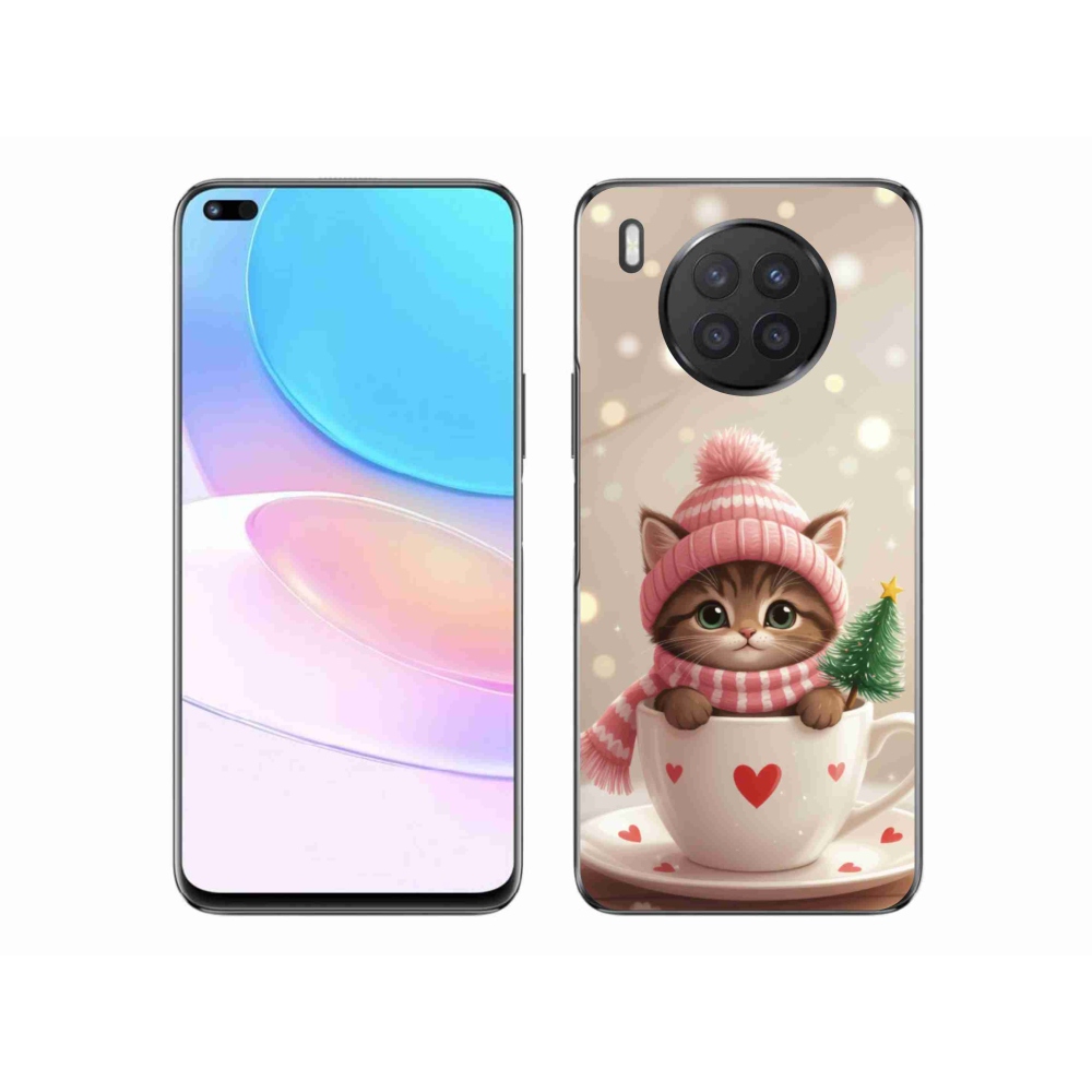 Gélový kryt mmCase na Honor 50 Lite - vianočné mačiatko v hrnčeku
