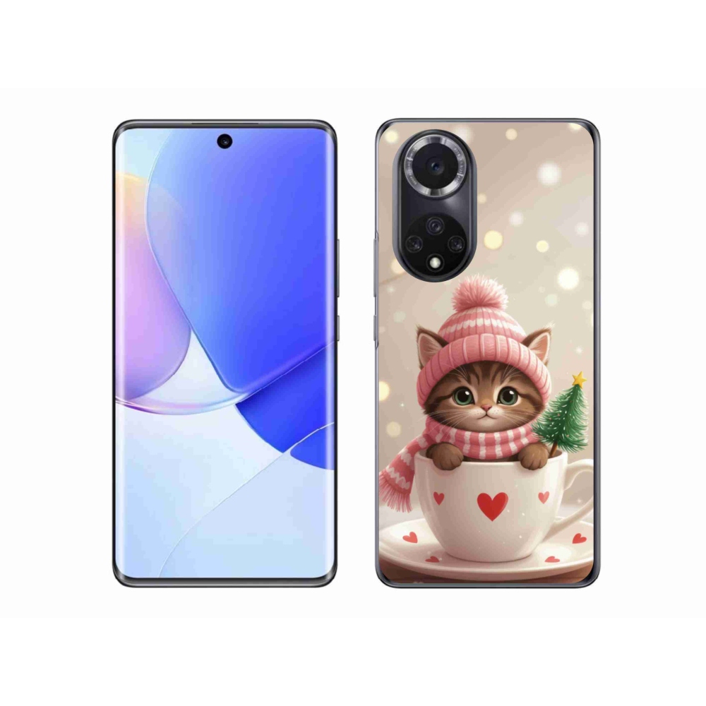 Gélový kryt mmCase na Honor 50 - vianočné mačiatko v hrnčeku