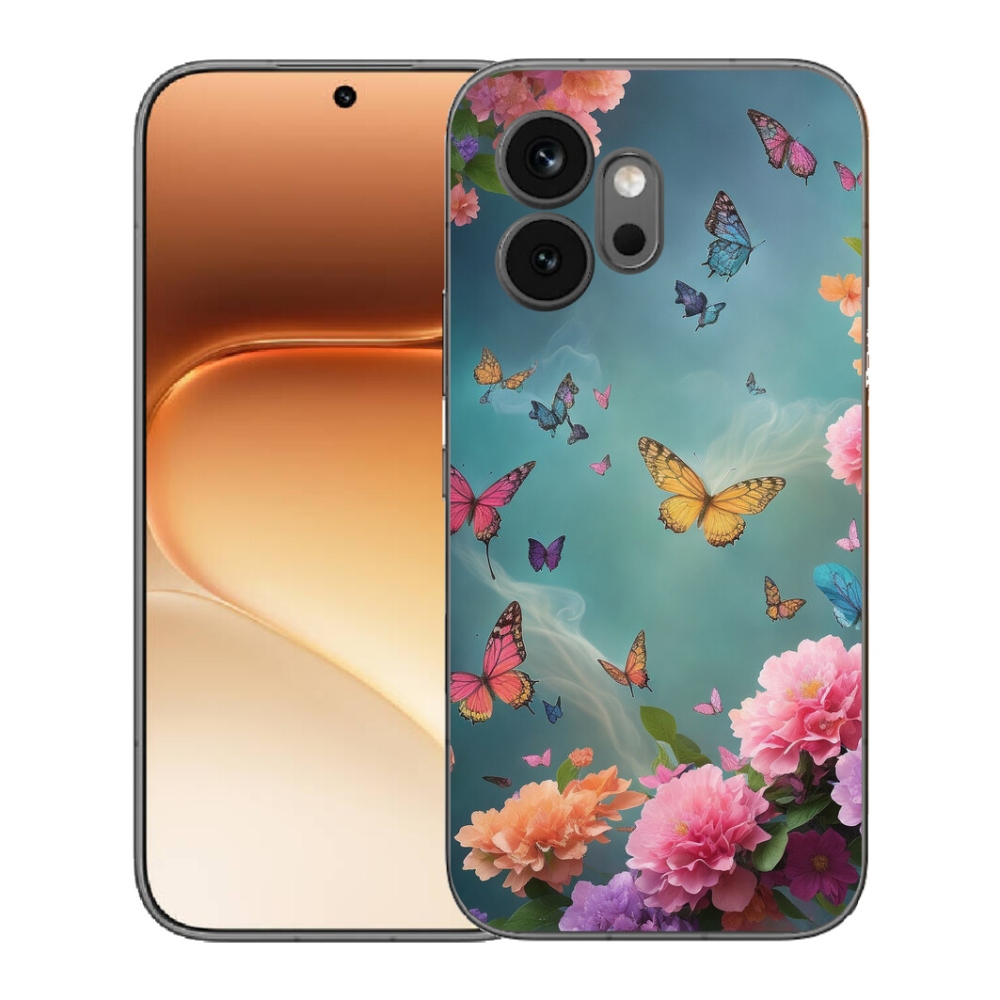 Gélový kryt mmCase na Honor 600 - farebné kvety a motýle