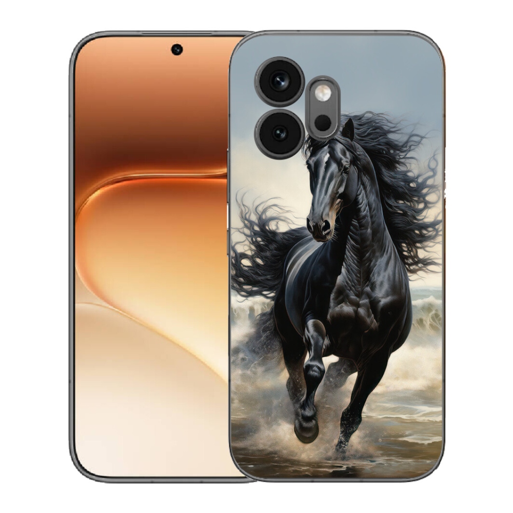 Gélový kryt mmCase na Honor 600 - bežiaci čierny kôň