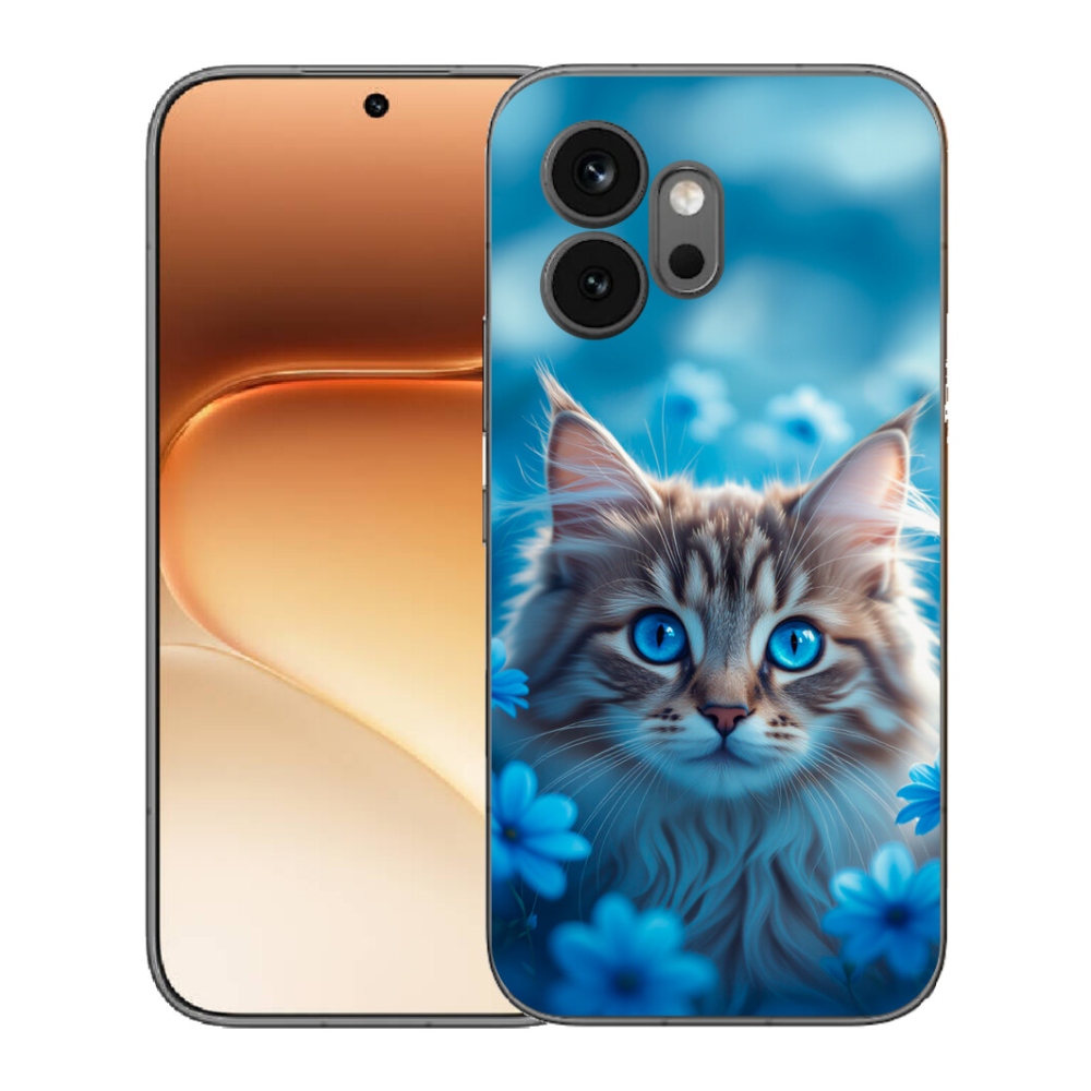 Gélový kryt mmCase na Honor 600 - mačiatko v modrých kvetoch