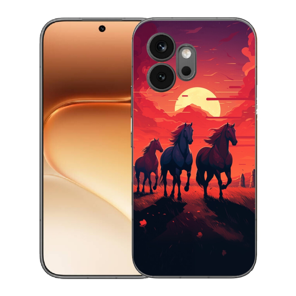 Gélový kryt mmCase na Honor 600 - kone a západ slnka