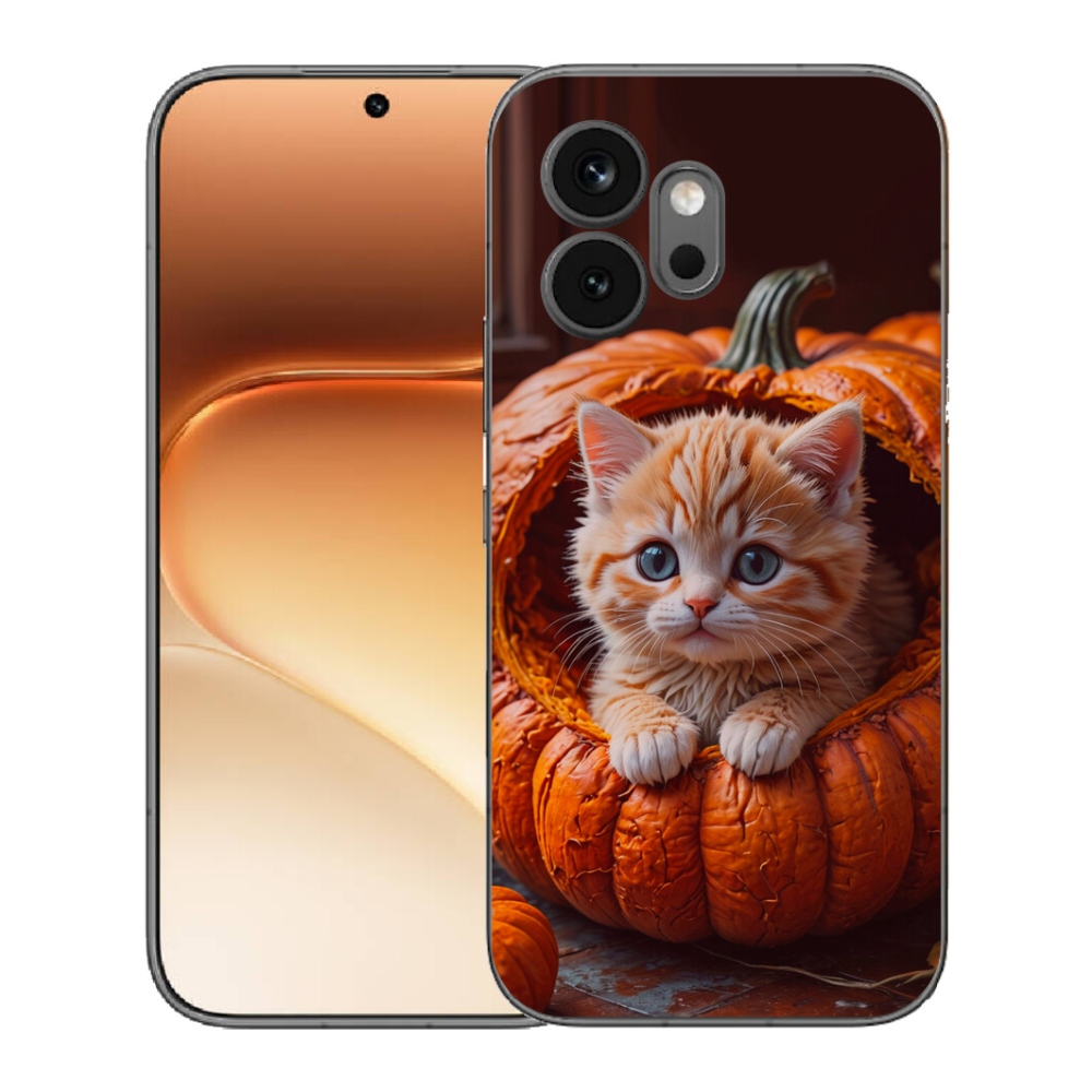 Gélový kryt mmCase na Honor 600 - mačiatko a tekvica 2