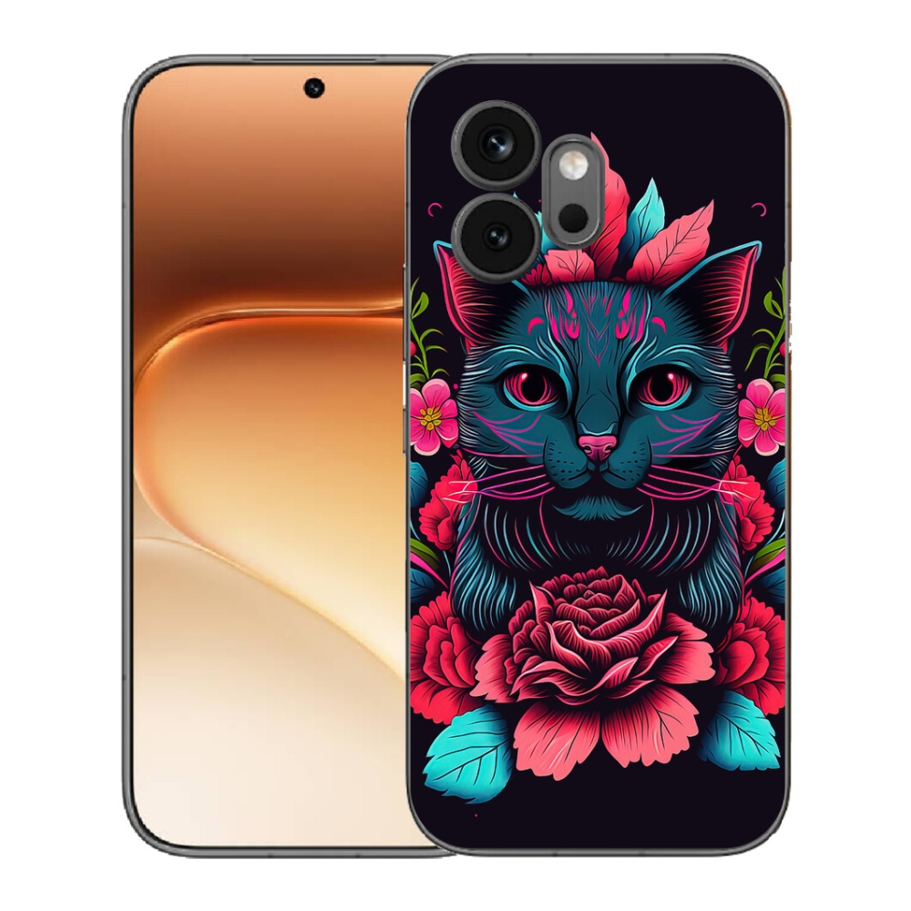 Gélový kryt mmCase na Honor 600 - kvety a mačka
