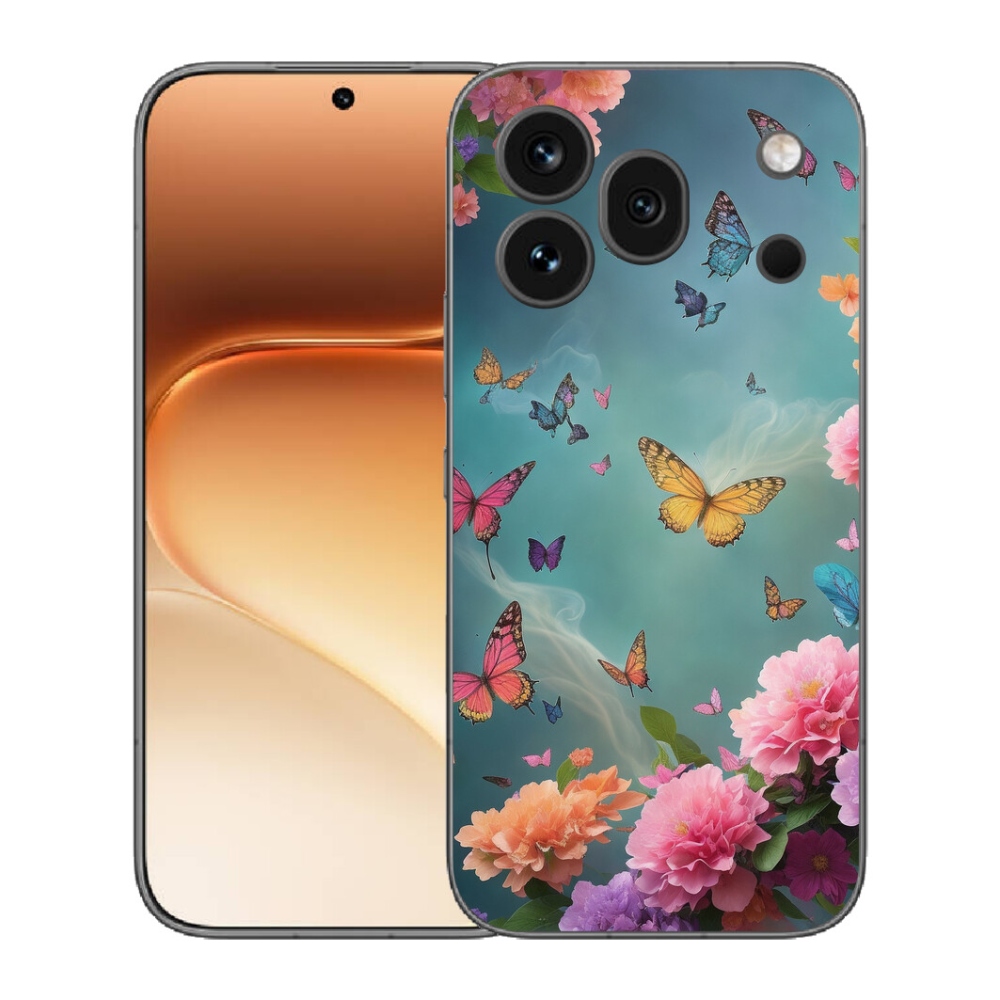 Gélový kryt mmCase na Honor 600 Pro - farebné kvety a motýle