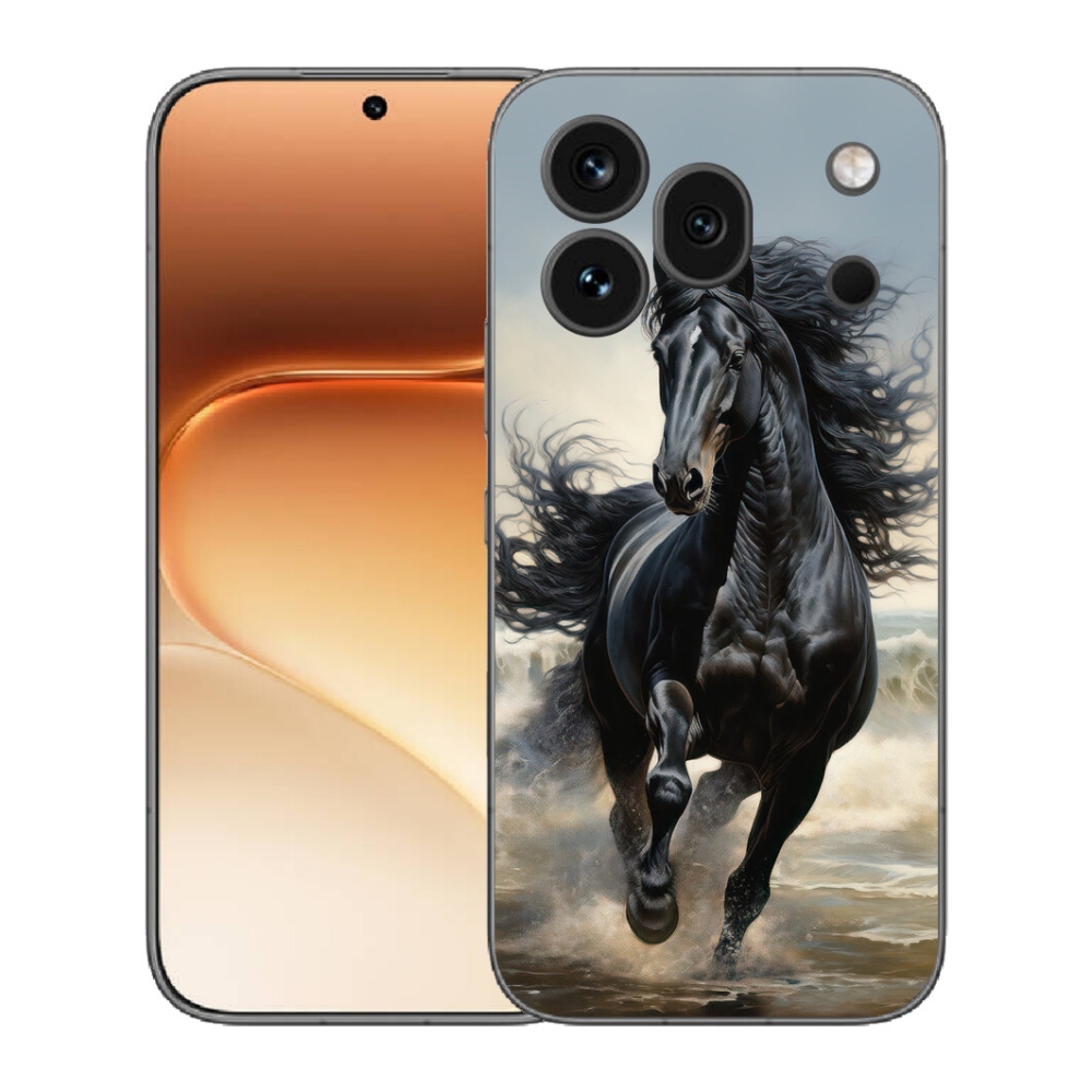 Gélový kryt mmCase na Honor 600 Pro - bežiaci čierny kôň