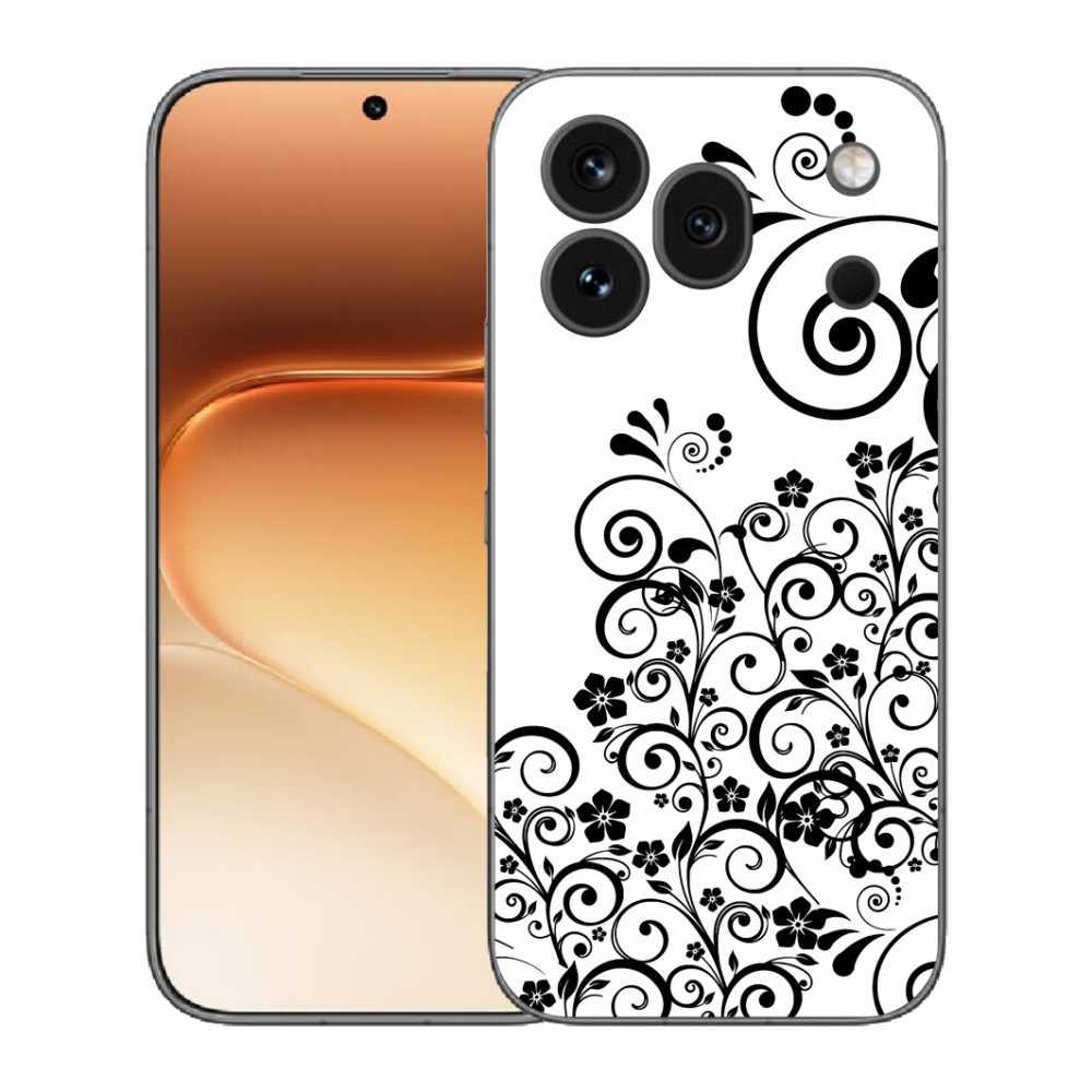 Gélový kryt mmCase na Honor 600 Pro - čiernobiele kvetinové vzory