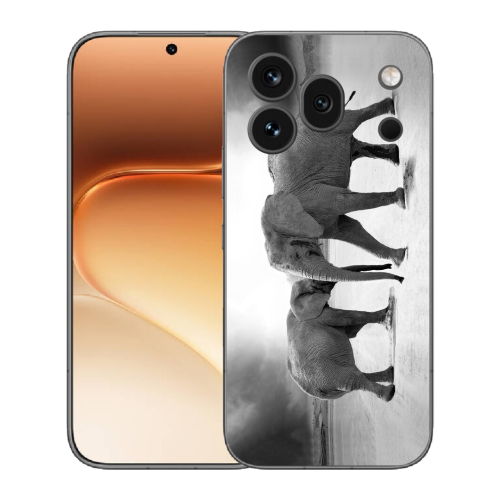 Gélový kryt mmCase na Honor 600 Pro - čiernobieli slony