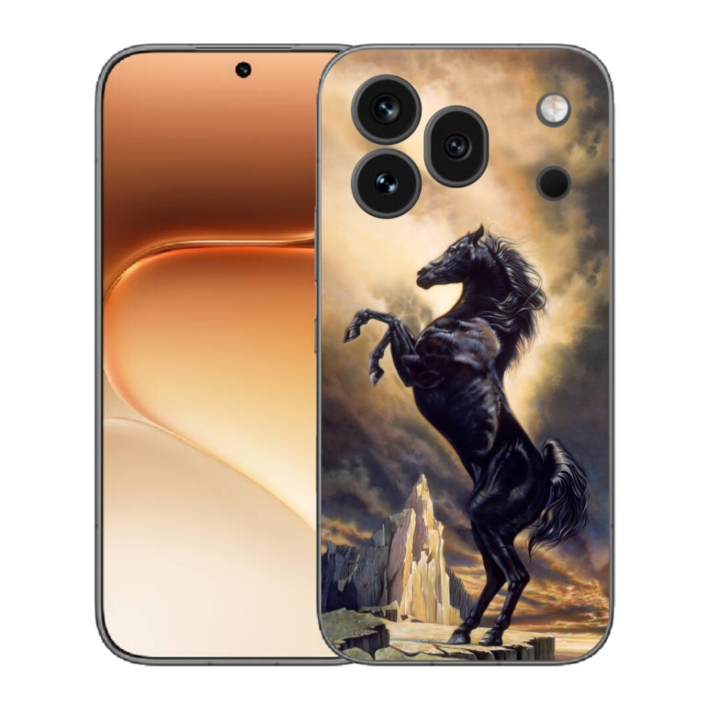 Gélový kryt mmCase na Honor 600 Pro - čierny kreslený kôň