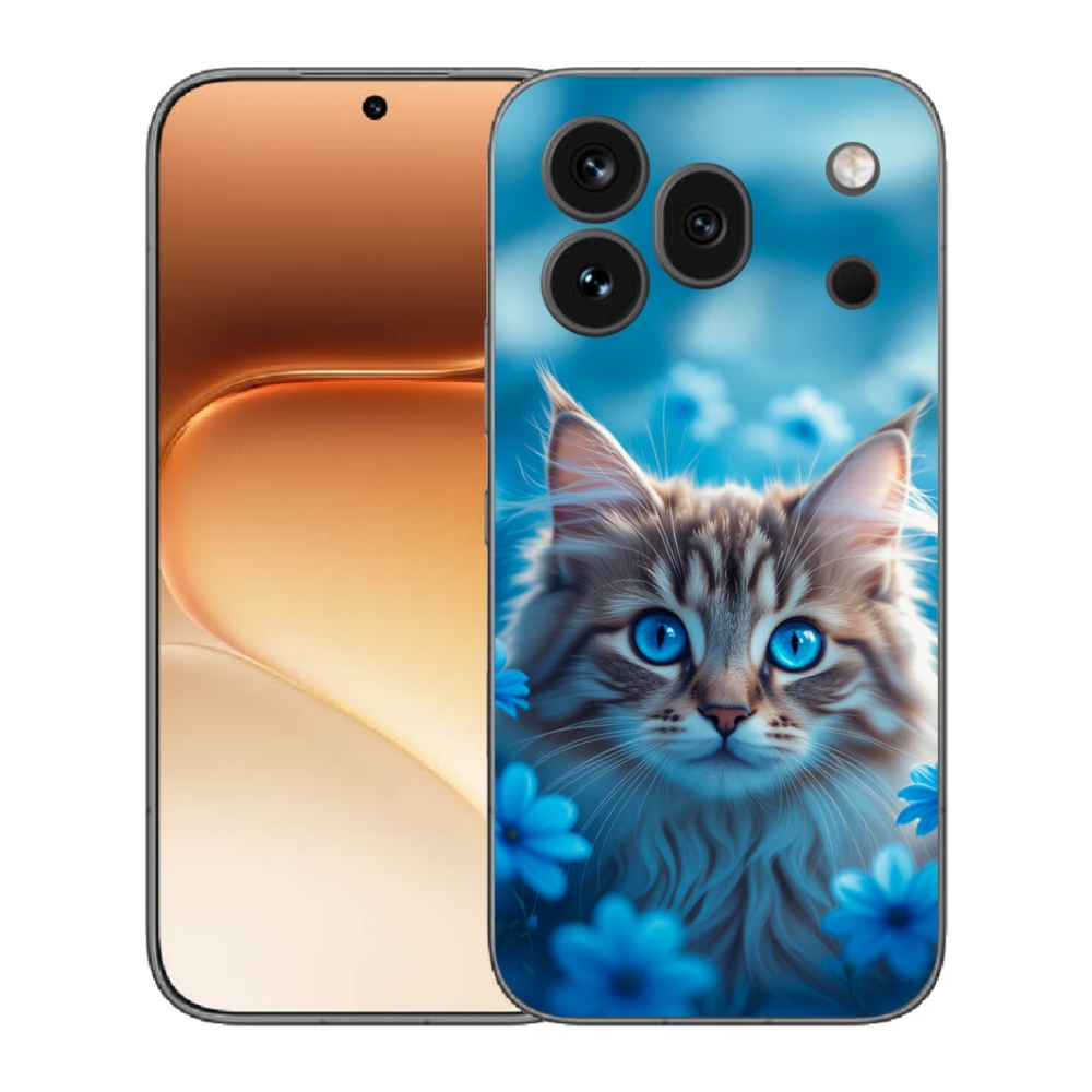 Gélový kryt mmCase na Honor 600 Pro - mačiatko v modrých kvetoch