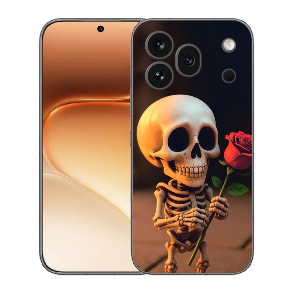 Gélový kryt mmCase na Honor 600 Pro - kostlivec s ružou