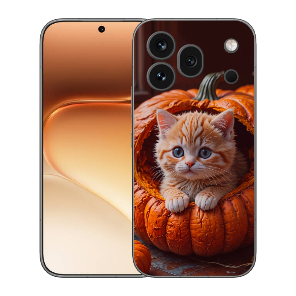 Gélový kryt mmCase na Honor 600 Pro - mačiatko a tekvica 2