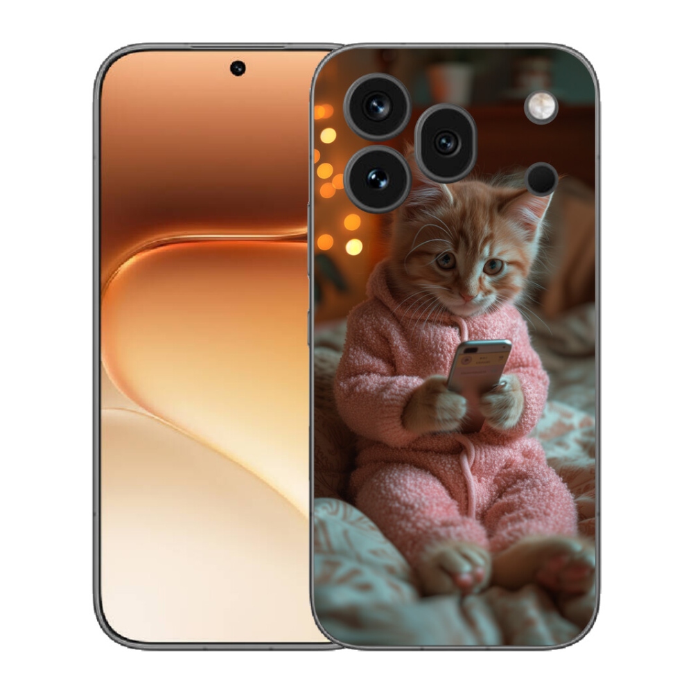 Gélový kryt mmCase na Honor 600 Pro - mačiatko s mobilom