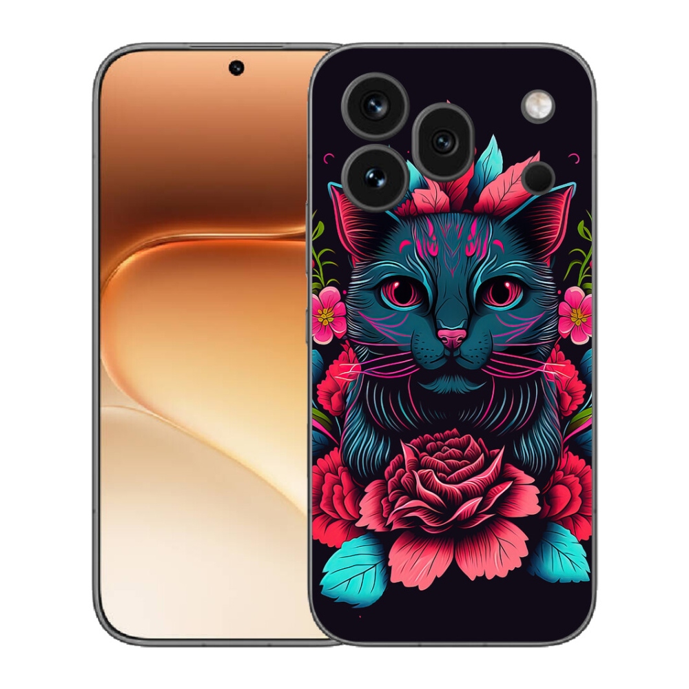 Gélový kryt mmCase na Honor 600 Pro - kvety a mačka