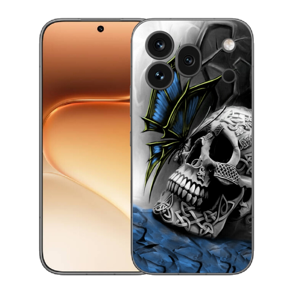 Gélový kryt mmCase na Honor 600 Pro - motýľ a lebka