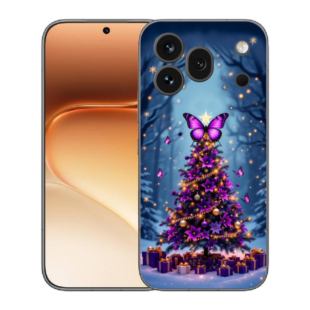 Gélový kryt mmCase na Honor 600 Pro - motýlí vianočný stromček