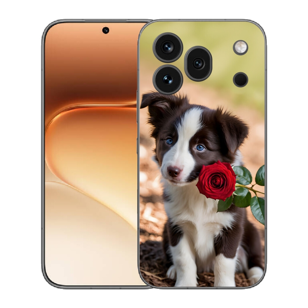 Gélový kryt mmCase na Honor 600 Pro - roztomilá border kólia s ružou