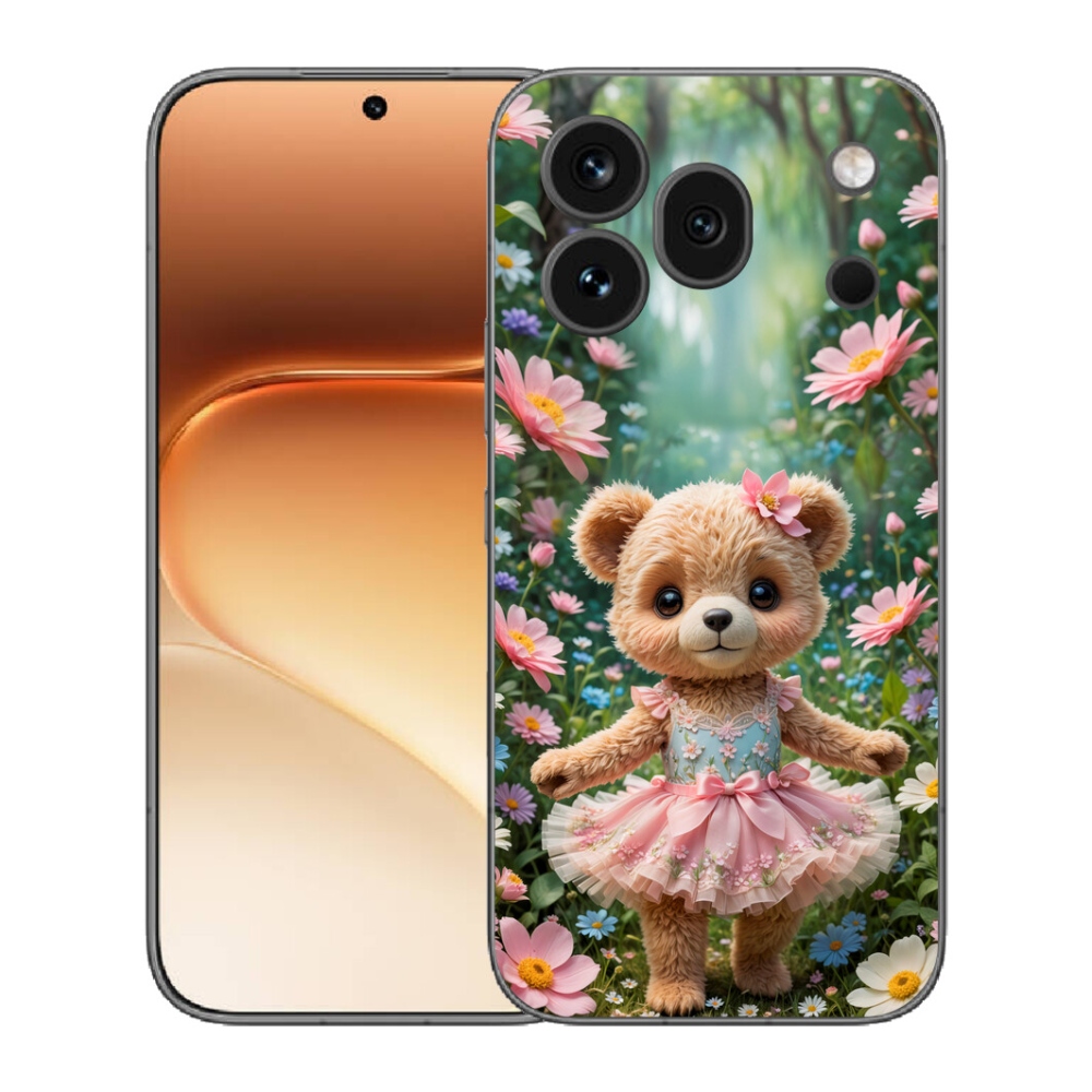Gélový kryt mmCase na Honor 600 Pro - roztomilý medvedík v kvetoch