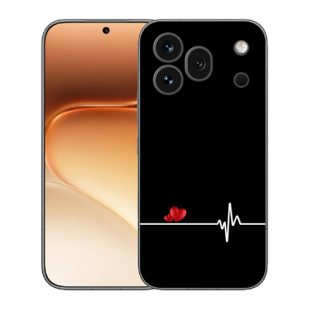 Gélový kryt mmCase na Honor 600 Pro - srdce a tep čierne pozadie