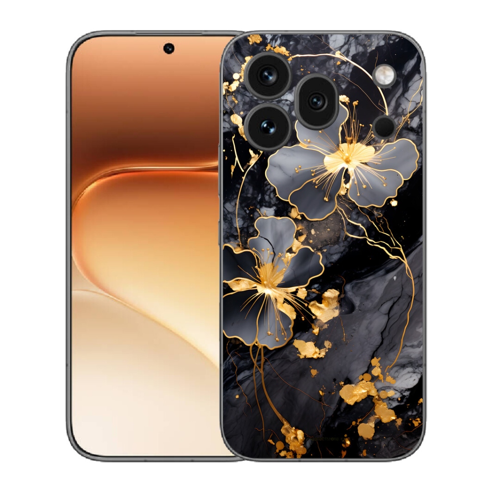 Gélový kryt mmCase na Honor 600 Pro - zlaté kvety