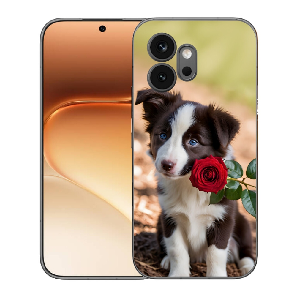 Gélový kryt mmCase na Honor 600 - roztomilá border kólia s ružou