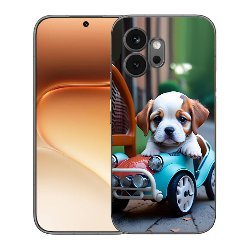 Gélový kryt mmCase na Honor 600 - šteňa v retro aute