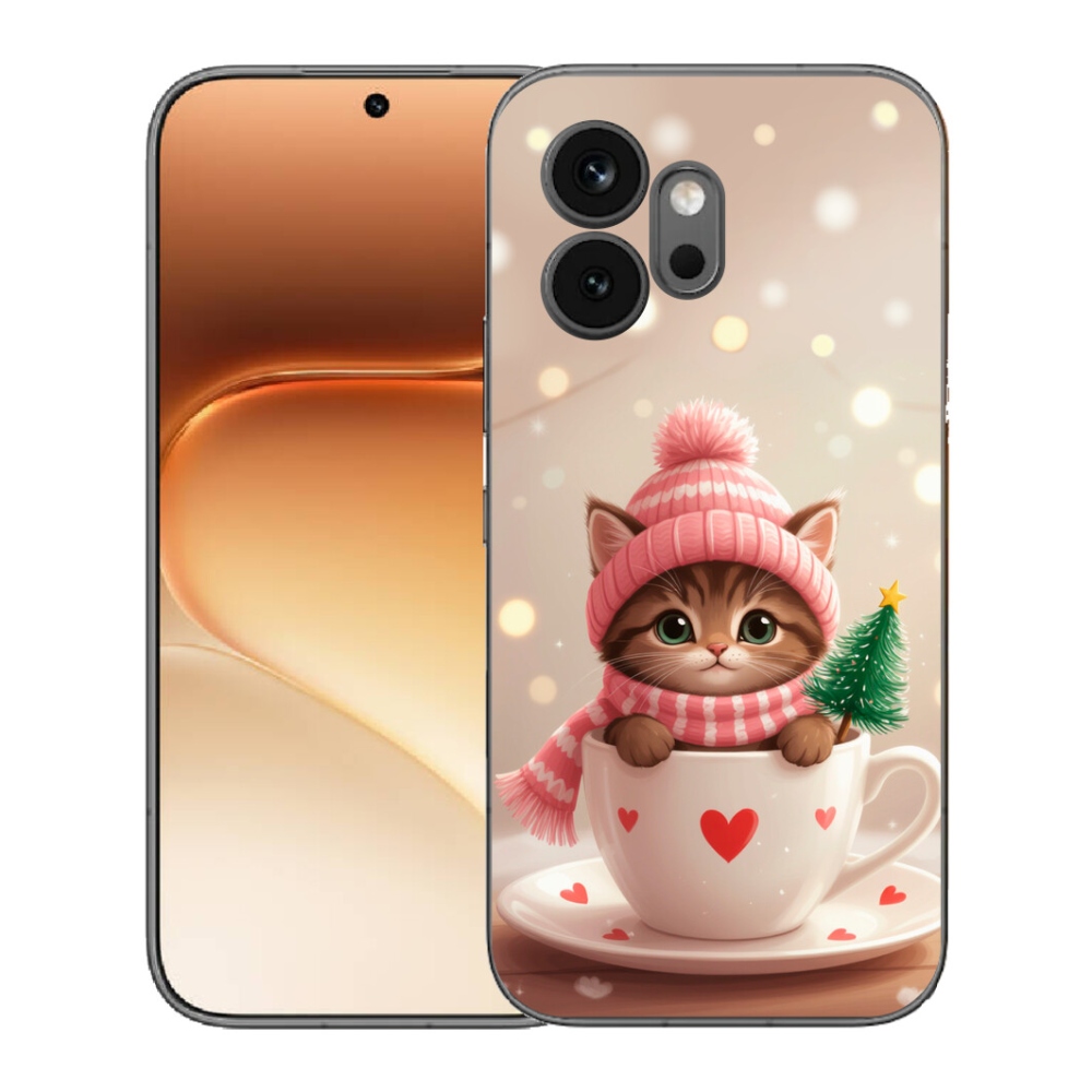 Gélový kryt mmCase na Honor 600 - vianočné mačiatko v hrnčeku