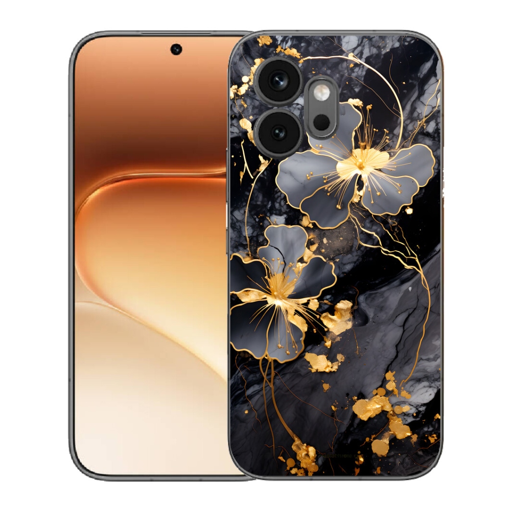 Gélový kryt mmCase na Honor 600 - zlaté kvety