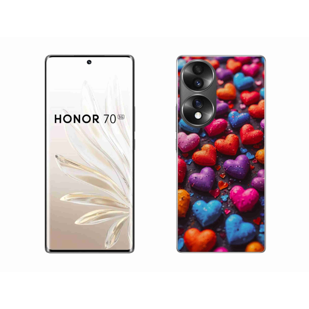 Gélový kryt mmCase na Honor 70 - farebné srdcia