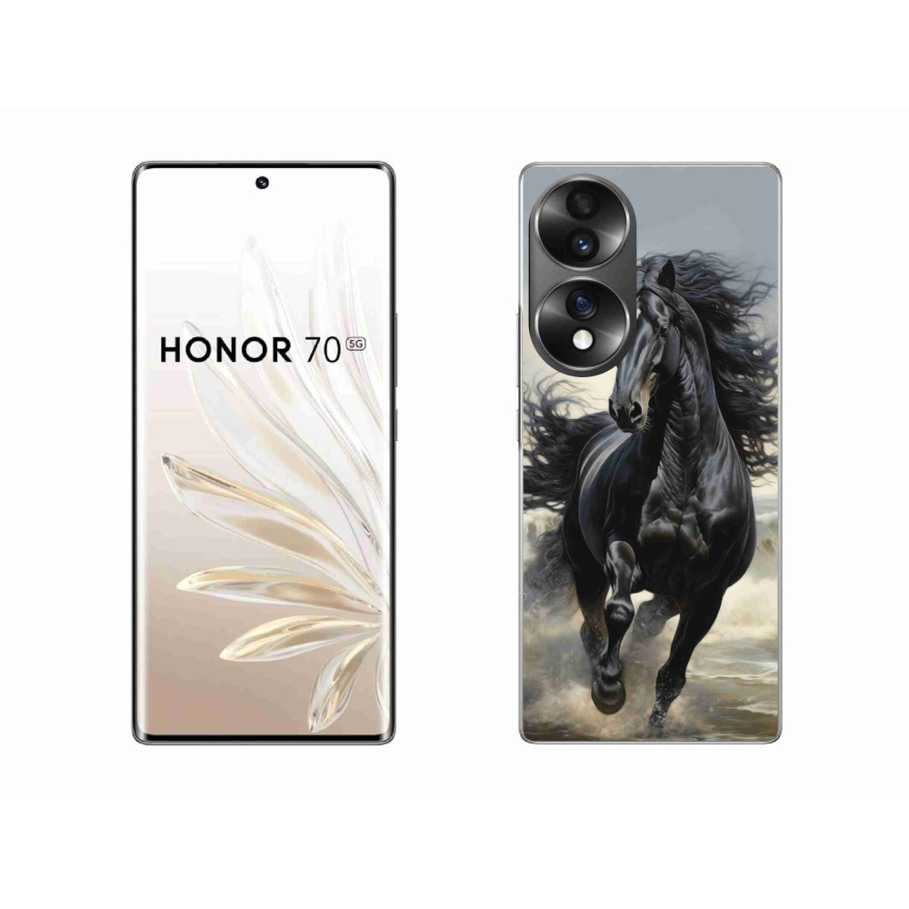 Gélový kryt mmCase na Honor 70 - bežiaci čierny kôň