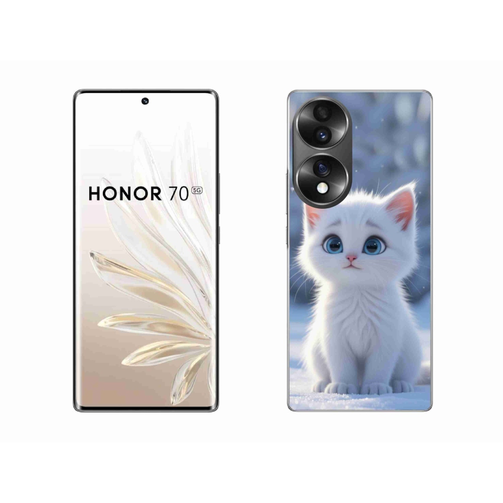 Gélový kryt mmCase na Honor 70 - biele mačiatko 3