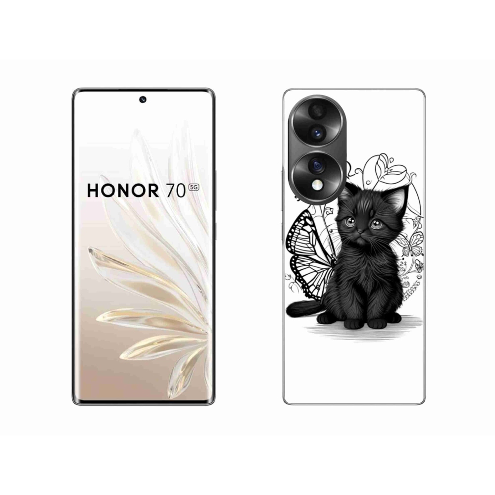 Gélový kryt mmCase na Honor 70 - čierne mačiatko