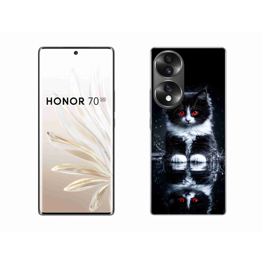Gélový kryt mmCase na Honor 70 - čiernobiele mačiatko