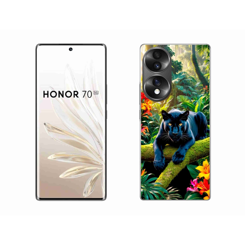 Gélový kryt mmCase na Honor 70 - čierny panter v džungli