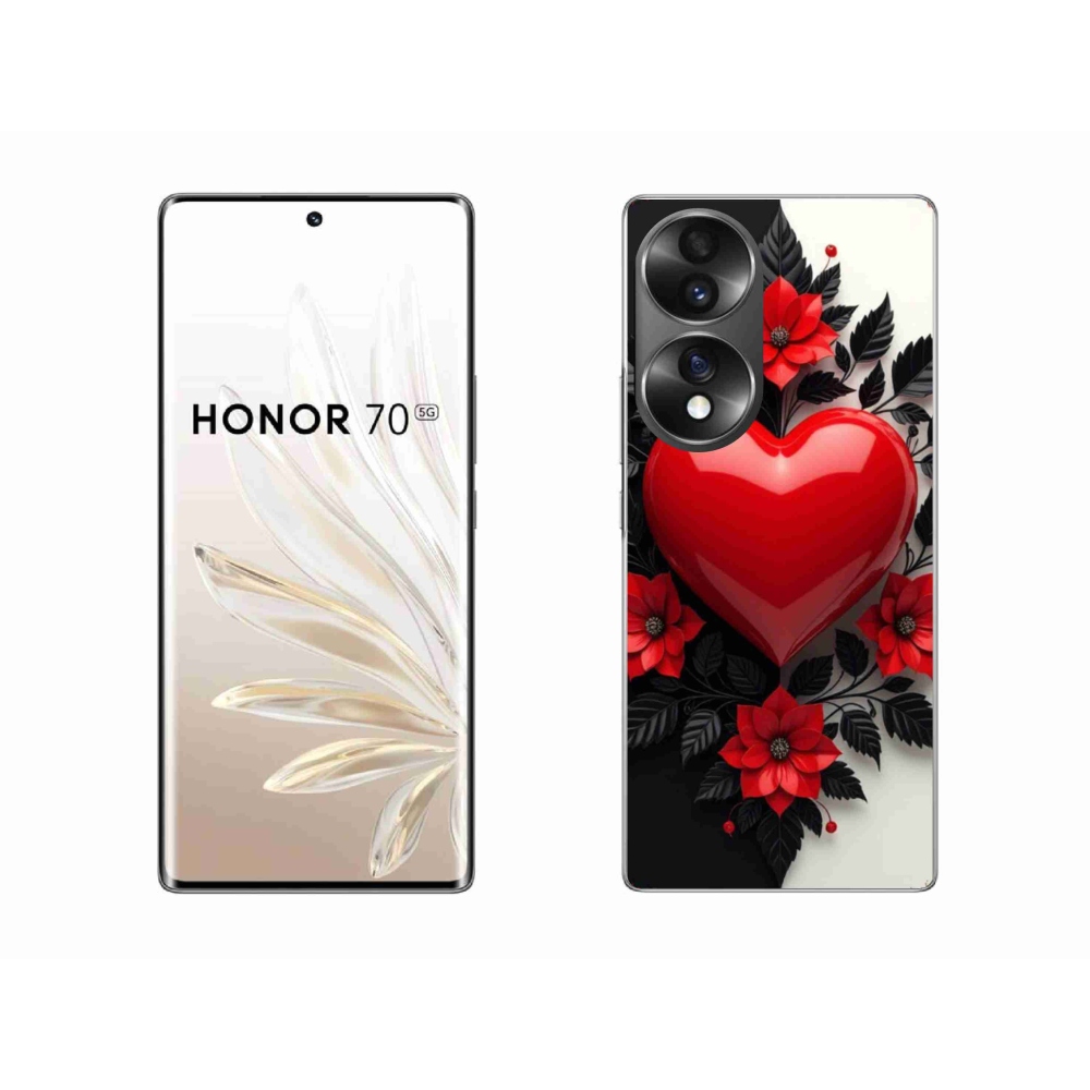 Gélový kryt mmCase na Honor 70 - červené srdce