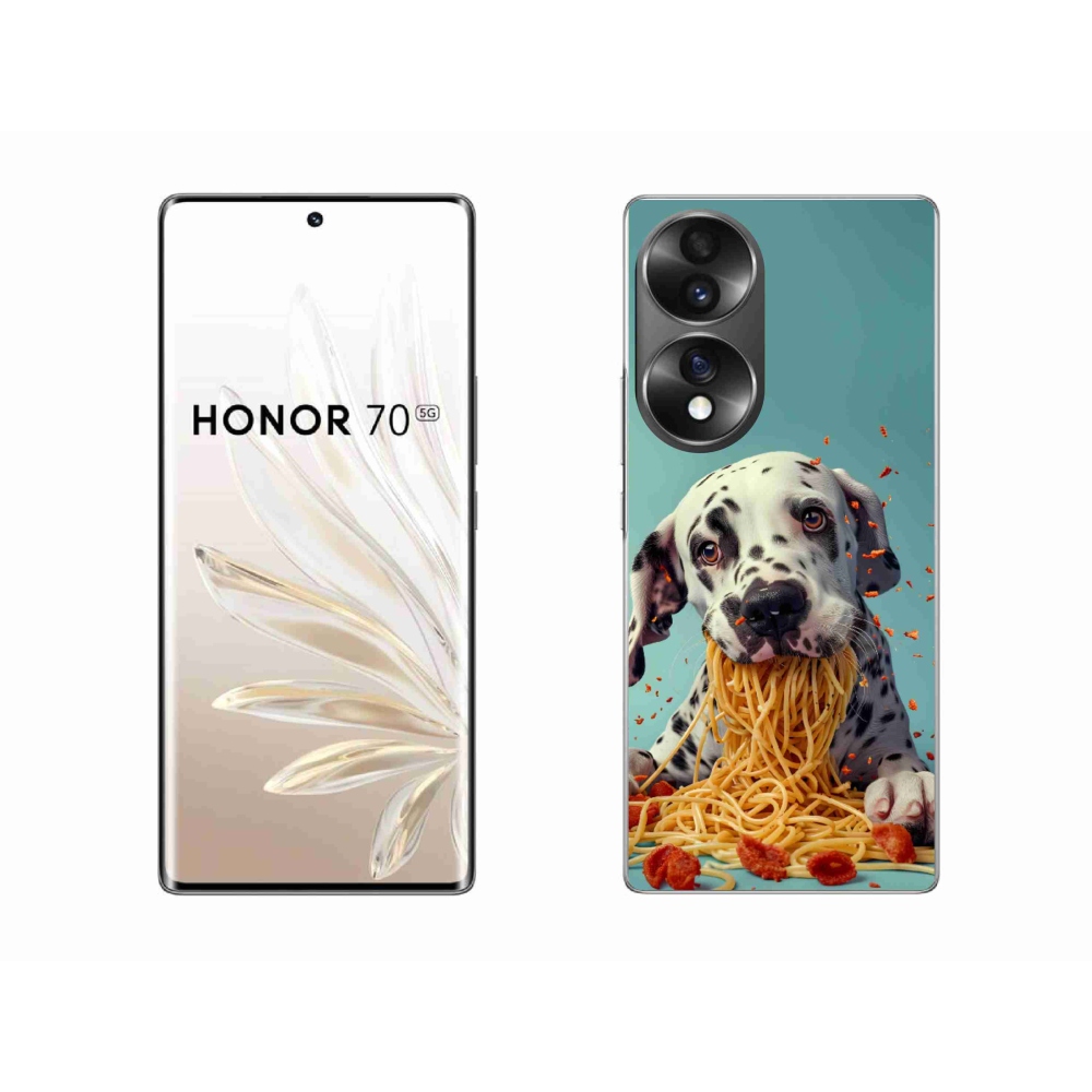 Gélový kryt mmCase na Honor 70 - dalmatín a špagety