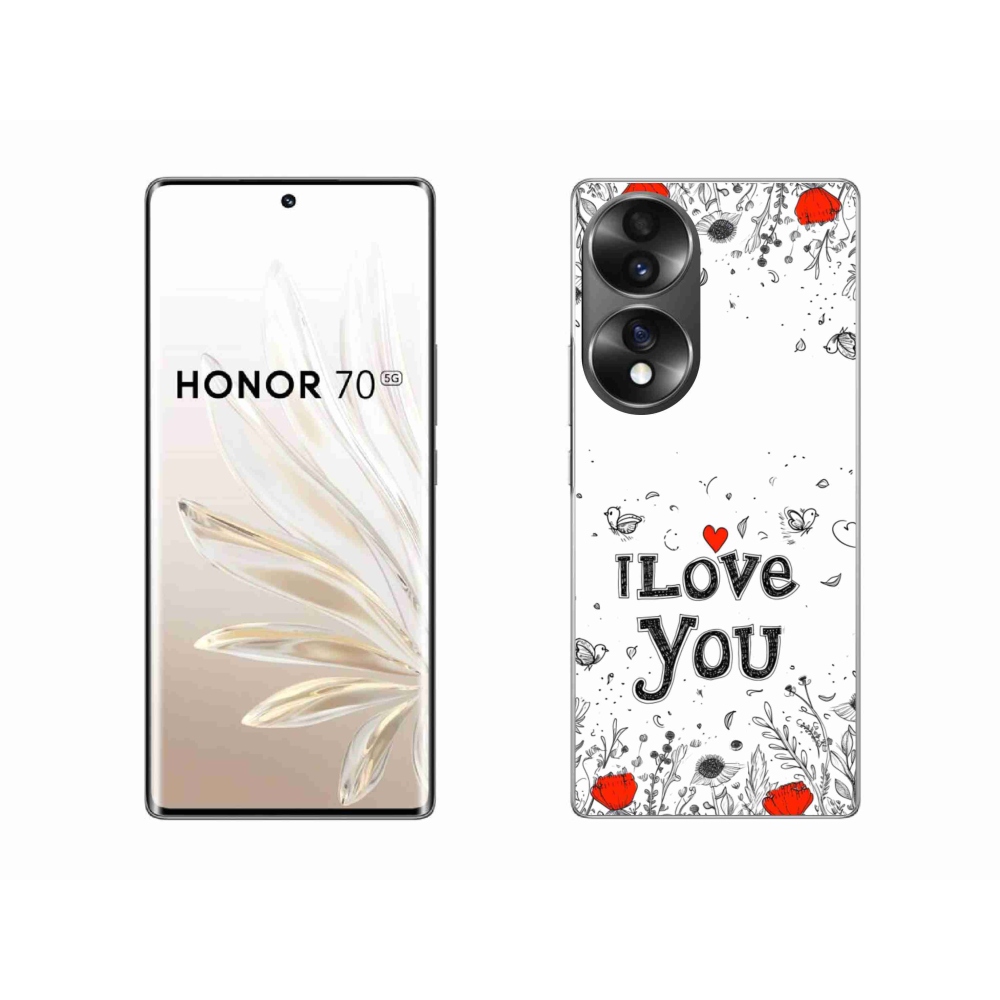 Gélový kryt mmCase na Honor 70 - I love you biele pozadie