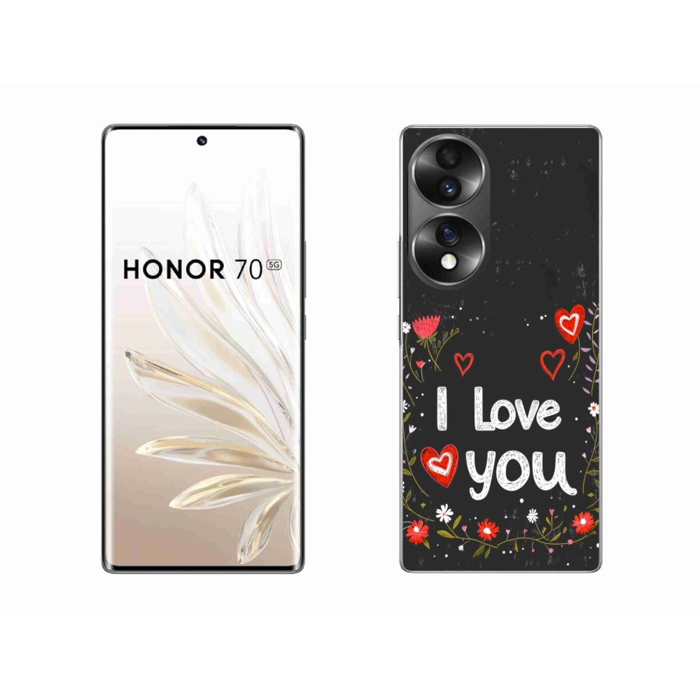 Gélový kryt mmCase na Honor 70 - I love you čierne pozadie