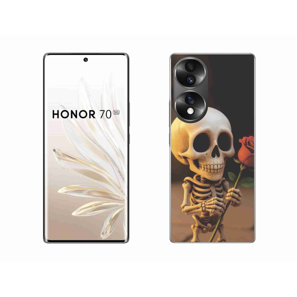 Gélový kryt mmCase na Honor 70 - kostlivec s ružou